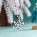 Snowflake Necklace for Women, Cubic Zirconia Pendant, Silver, Gold or Rose Gold