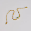 Green Stone Bracelet for Women, 18K Gold Plated Stainless Steel