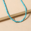 Turquoise Bead Choker Necklace, Blue Beaded Beach Choker for Women