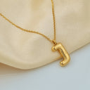 Initial Necklace A to Z, Bubble Letter Necklace, 18K Gold Plated Stainless Steel