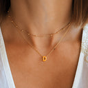 Bubble Letter Name Necklace, Double Layer Gold Necklace, Custom Name or Initial