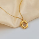 Initial Necklace A to Z, Bubble Letter Necklace, 18K Gold Plated Stainless Steel