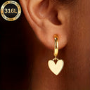 Heart Earrings for Women, 316 Stainless Steel, Hypoallergenic, Gold or Silver