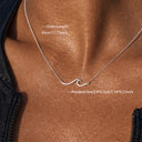 Wave Pendant Necklace, 304 Stainless Steel, Waterproof, 18K Gold Plated or Silver
