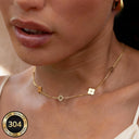 Gold Flower Necklace for Women, 304 Stainless Steel Floral Collarbone Necklace