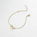 Double Heart Bracelet, 304 Stainless Steel Chain, 18K Gold Plated or Silver