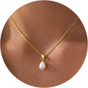 Pearl Drop Pendant Necklace for Women, 18K Gold Plated or Silver, Bridal Gift