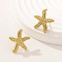 Starfish Stud Earrings for Women, Gold Beach Earrings