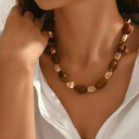 Amber Resin Bead Necklace, Retro Boho Statement Necklace for Women
