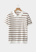 WHITE STRIPED TEXTURED BUTTON POLO