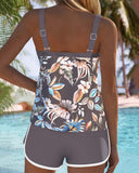 Callista sleeveless printed tankini swimsuit with U-neck, view 2