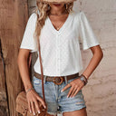 Van Elst Mode® | KORTE MOUW BLOUSE MET V-HALS