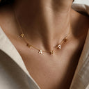 Letter Name Necklace, Custom Name in Spaced Gold Letters on a Chain, 1 to 10 Letters