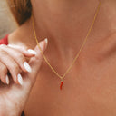 Ines Red Chilli Pepper Charm Necklace, view 3