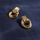 Dora Gold Sculptural Chunky Hoop Earrings, view 7