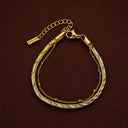 Theodora Layered Green and Gold Beaded Bracelet, view 6
