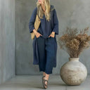 Vera two-piece set with oversized V-neck tunic and cropped wide-leg trousers, view 3