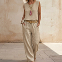 Peggy boho two-piece set with pocket in natural tones