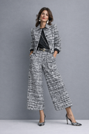 Magda tweed two-piece set with cropped jacket and wide-leg pants, view 2