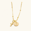 Kaia Gold Cross Initial Necklace, view 11