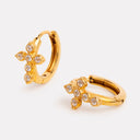 Inez Gold Zircon Cross Charm Hoop Earrings, view 2