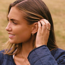 Inez Gold Zircon Cross Charm Hoop Earrings, view 4