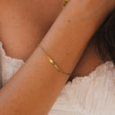 Esmeralda Slim Bar Plate Chain Bracelet, view 3