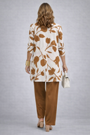 Abril brown 3 piece set with floral cardigan, inner top and wide-leg trousers, view 2