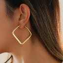 Square Statement Earrings for Women, Gold Geometric Earrings