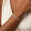 Name Bracelet, Custom Script Name with Heart Charm, 18K Gold Plated Stainless Steel, Gold or Silver