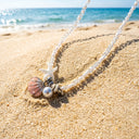Shell and Pearl Bead Choker Necklace, White Boho Seed Bead Choker for Women