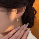 Teardrop Flower Earrings for Women, Small Drop Earrings, 18K Gold Plated