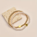 Cross Bead Bracelet Set of 2, Stackable Beaded Cross Bracelets