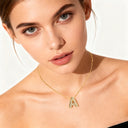 Sparkling Bubble Initial Necklace, Cubic Zirconia Letter Pendant, 18K Gold Plated