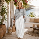 Lexi off-shoulder two-piece set with split sleeves and palazzo pants, view 7