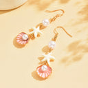 Starfish and Shell Earrings, Boho Beach Earrings, Multicolour, Pink or Blue