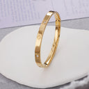 Clover Bangle Bracelet for Women, Stainless Steel, 18K Gold Plated or Silver