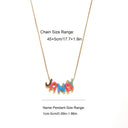 Custom Name Necklace, Colourful Bubble Letters on Gold Snake Chain, Stainless Steel
