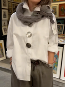 Harlow stand collar blouse with silver statement buttons, view 10