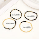 Black and Gold Bead Bracelet Set of 4, Boho Stretch Bracelets for Women