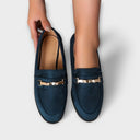 Trudy faux suede loafers with metal accent, view 7