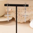 Cross Earrings for Women, Large Cross Drop Earrings, Gold or Silver