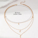 Star and Moon Layered Choker Necklace, Adjustable, Gold or Silver for Women