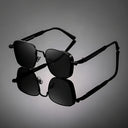 Biarritz square tinted fashion glasses with side shields and a gold frame, view 2