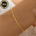 Bead Bangle Bracelet for Women, 304 Stainless Steel, Gold or Silver