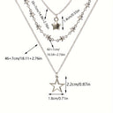 Star Layered Necklace for Women, Multi Layer Pendant Chain, Gold or Silver