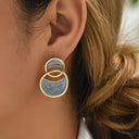 Circle Drop Earrings for Women, Gold Enamel Double Circle Statement Earrings