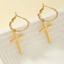 Cross Earrings for Women, Large Cross Drop Earrings, Gold or Silver