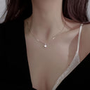 Cubic Zirconia Teardrop Pendant Necklace, Silver Sparkle Necklace for Women
