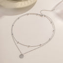Layered Coin Necklace, 304 Stainless Steel, Gold or Silver for Women